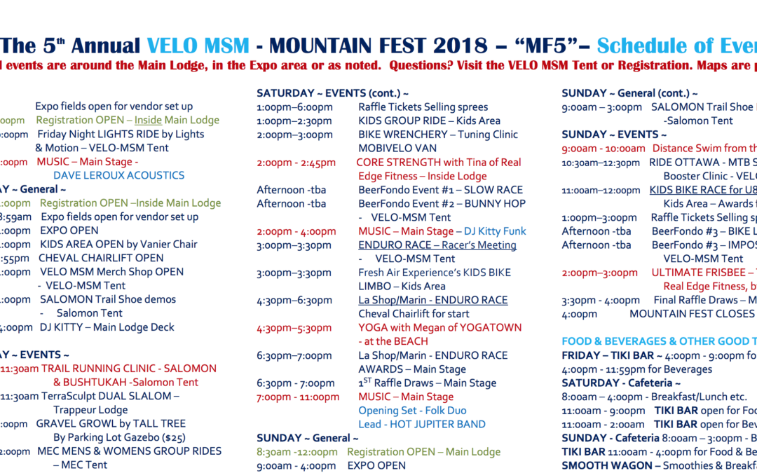 Mountain Fest Schedule Available